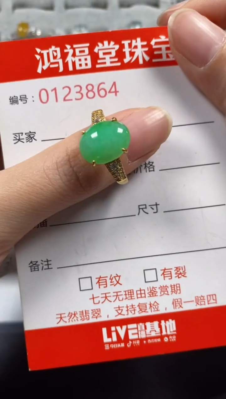 银S925镶嵌戒指翡翠3864