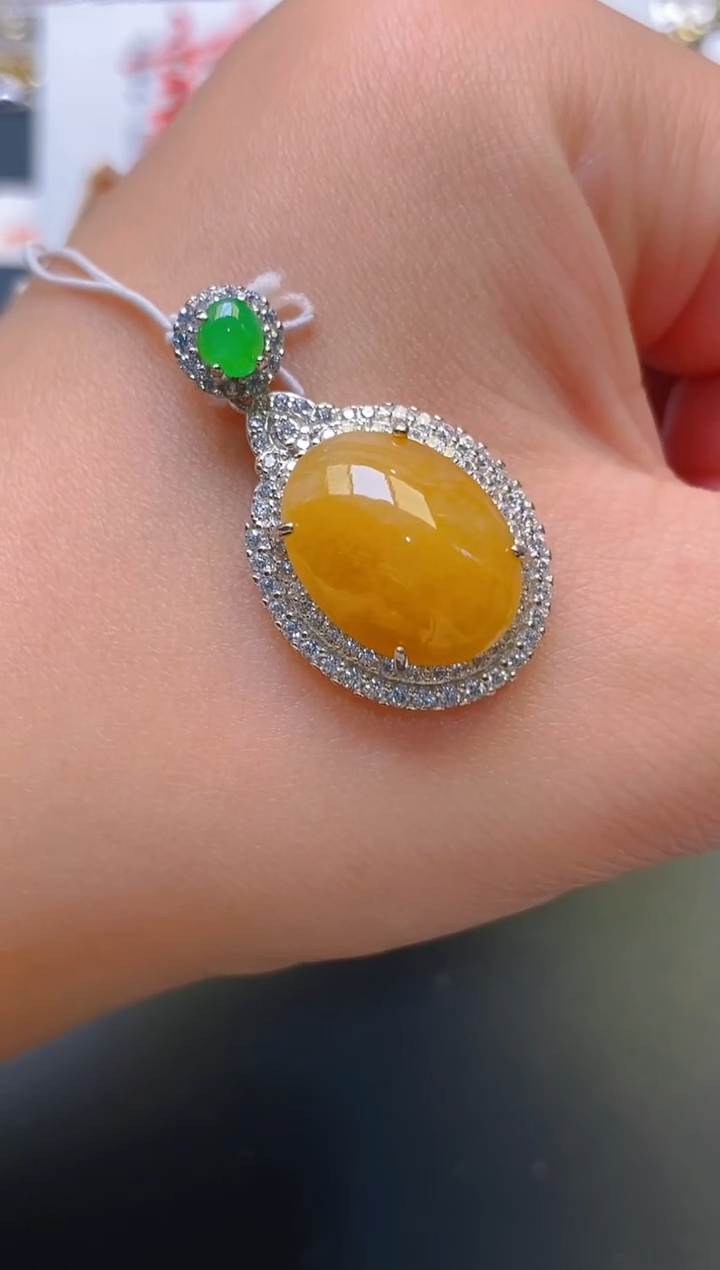 【闪购商品】翡翠耳饰银S925镶嵌天然A货翡翠1