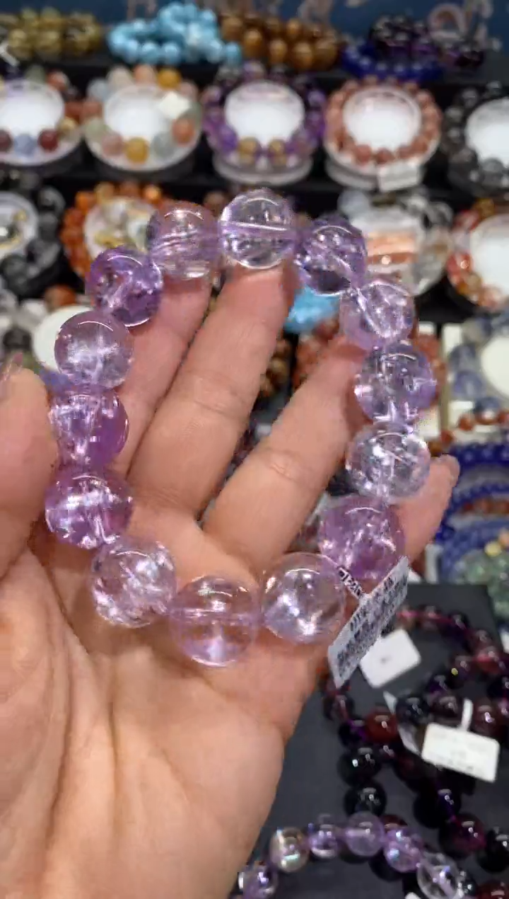 未镶嵌锂辉石手串豆*子紫锂辉16+