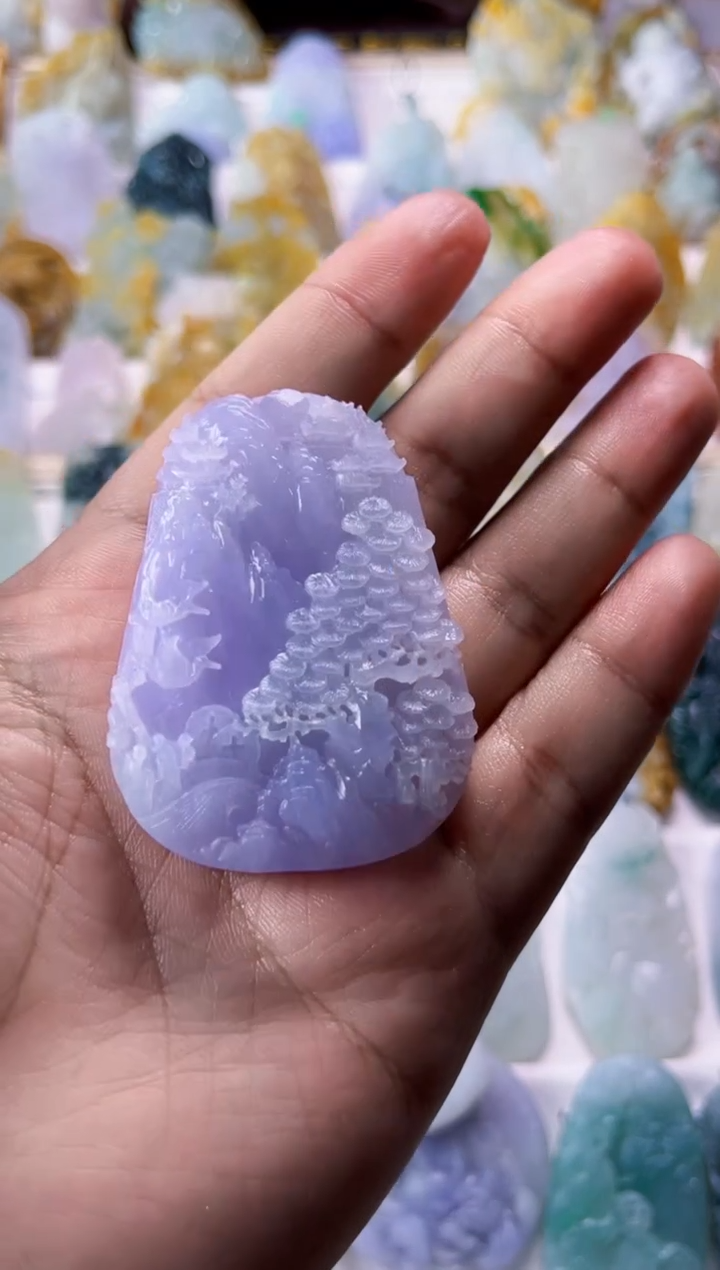 未镶嵌定制翡翠云****烤毛货定制冰胶山水 不退不换