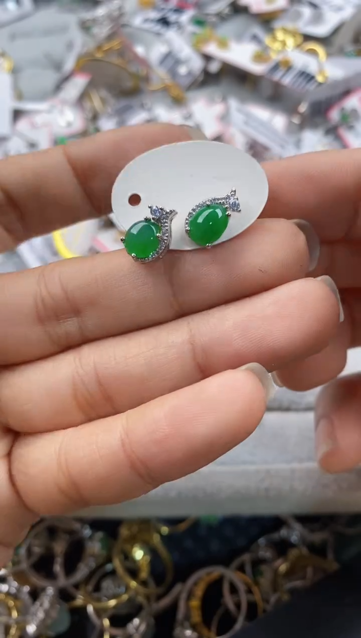 银S925镶嵌戒指翡翠1010----1