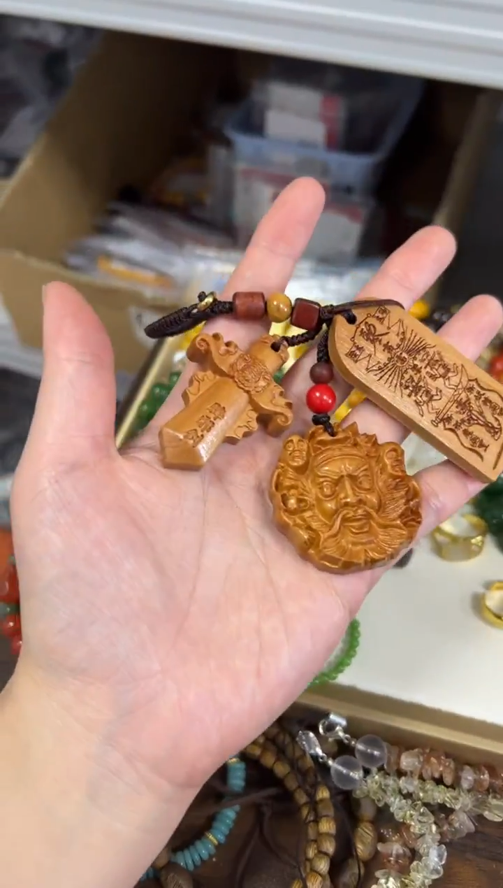 桃木手串/手链桃木钟馗牌子多宝编制款挂件[16]