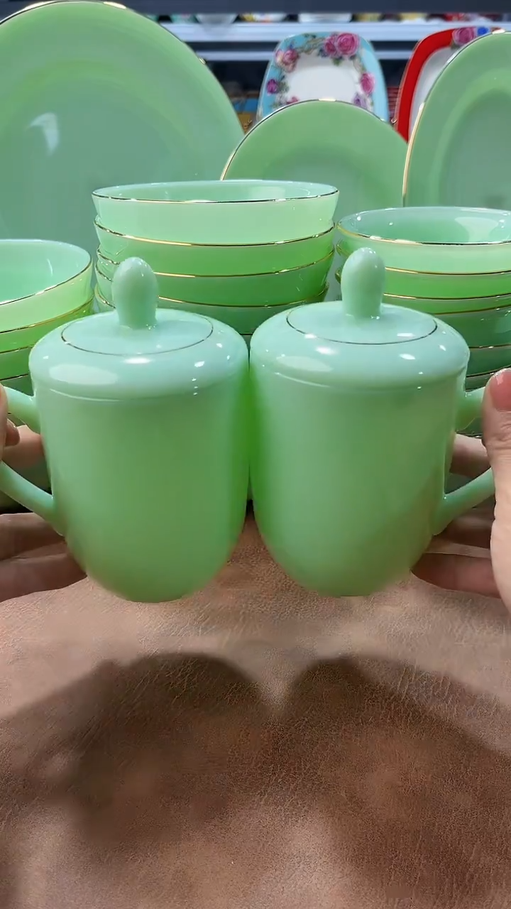 玉瓷350cc玉瓷茶杯水杯2只景德镇