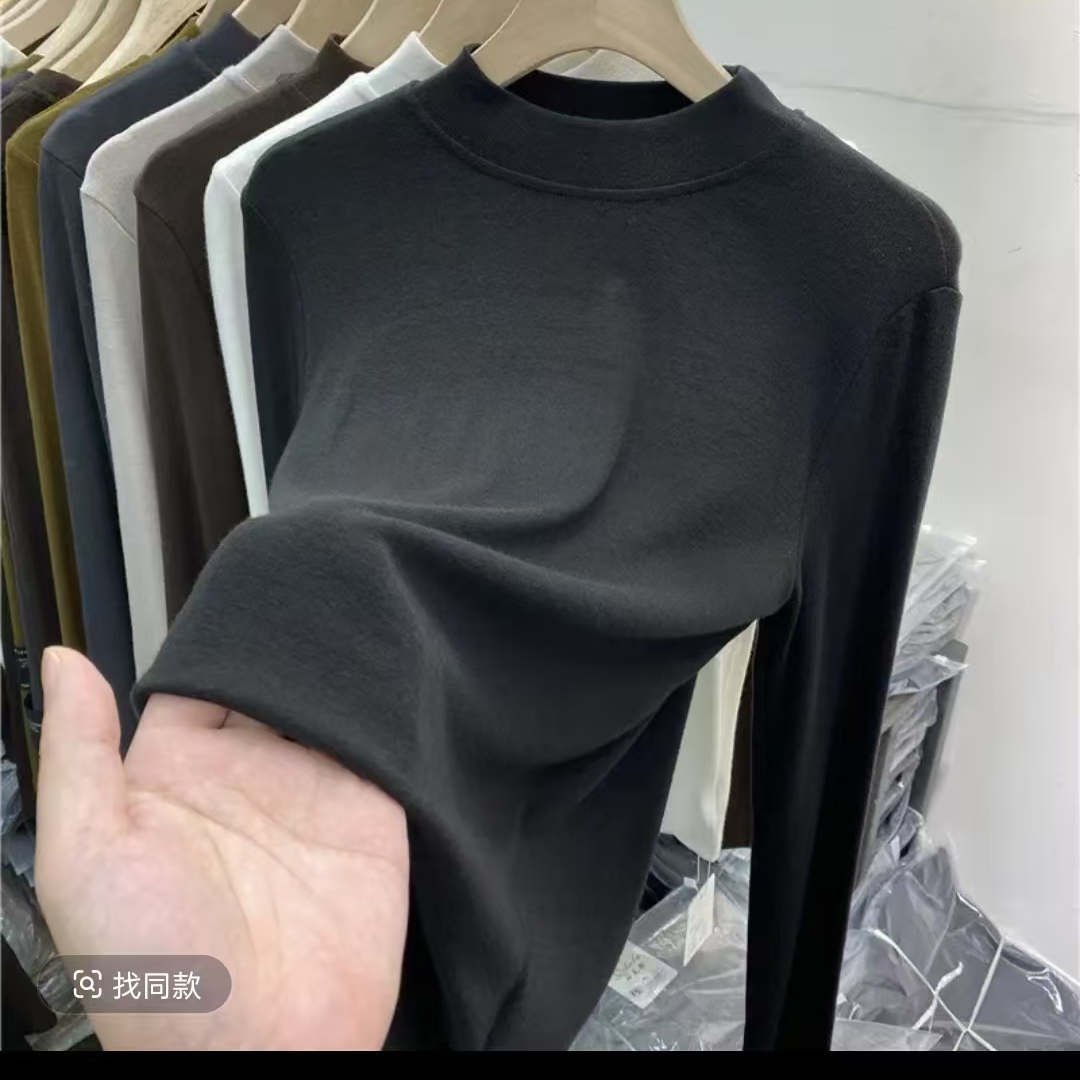 半高领T恤春季修身型抗起球长袖圆6150