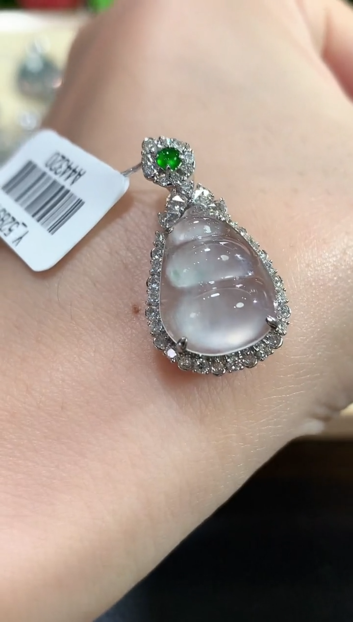 吊坠(不含链)18K金镶嵌翡翠a164