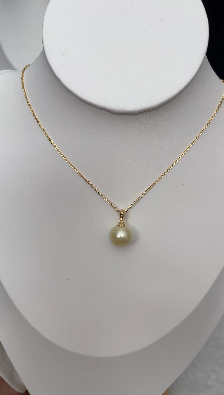 【闪购商品】海水珍珠吊坠(赠链)未镶嵌南洋金珠瓜子扣11-12mm