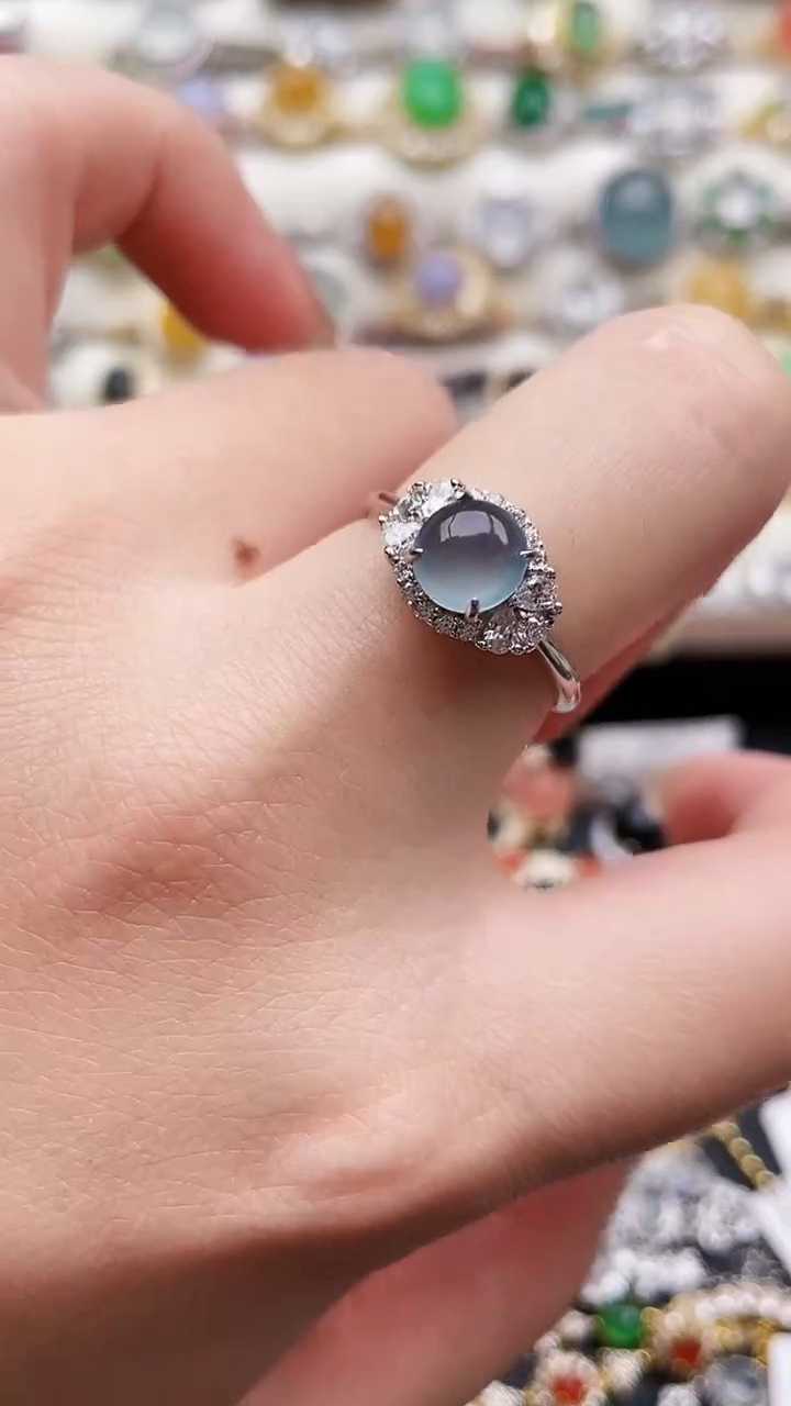 银S925镶嵌戒指翡翠25