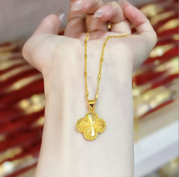 铜合金项链 国潮双面四叶草女士项链时尚百搭新中式锁骨链