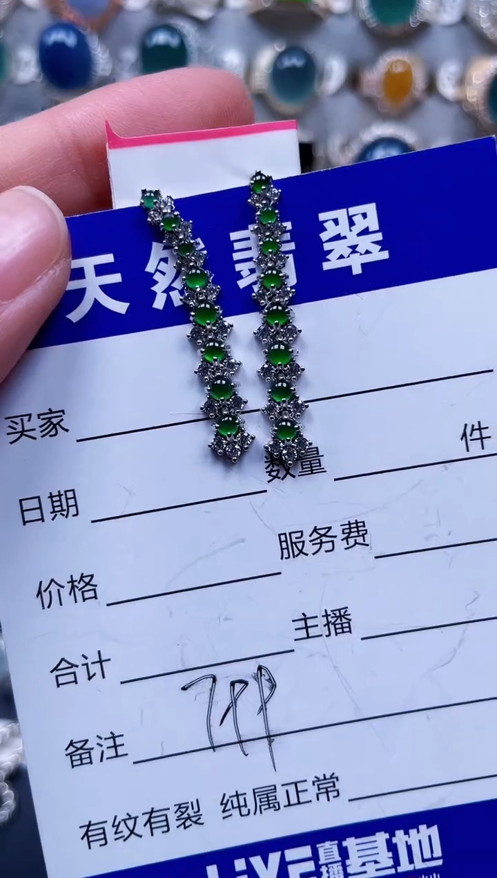 银S925镶嵌翡翠耳饰799