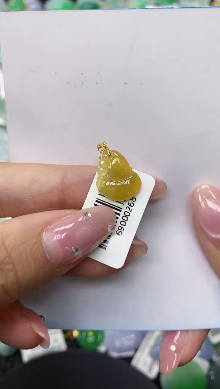 翡翠18K金镶嵌颈饰一起吹晚风呀