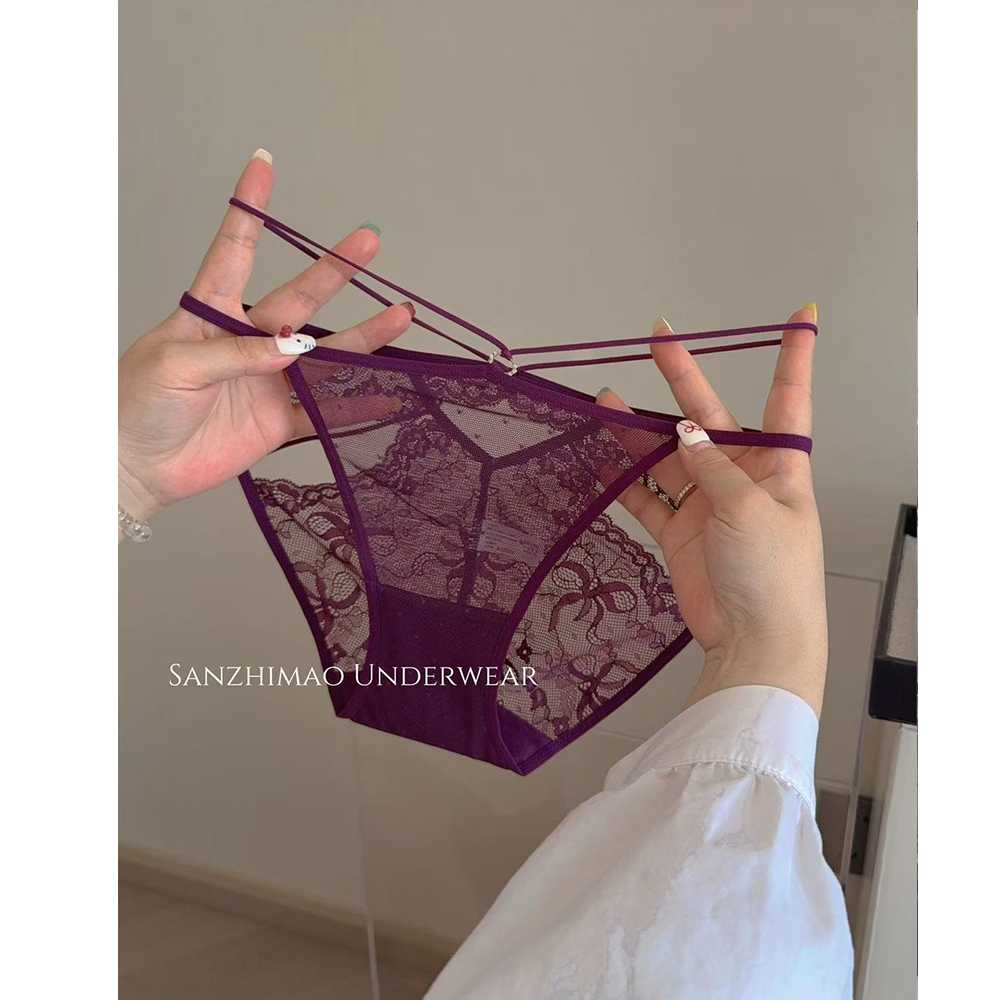 Moli·蕾丝｜低腰法式女三角内裤三角裤内衣薄款高腰内裤诱惑提臀