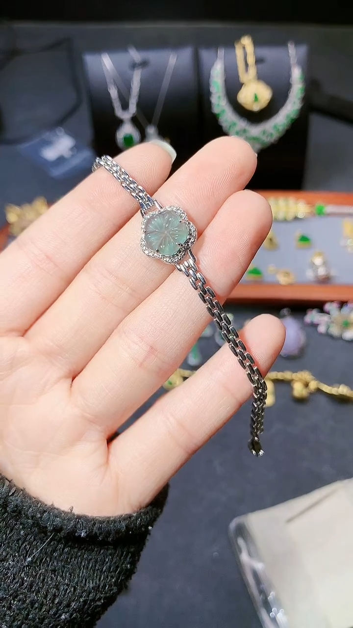 【闪购商品】翡翠手链银S925镶嵌手链