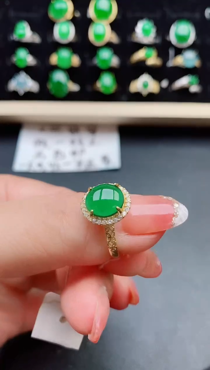 【闪购商品】翡翠戒指银S925镶嵌454545