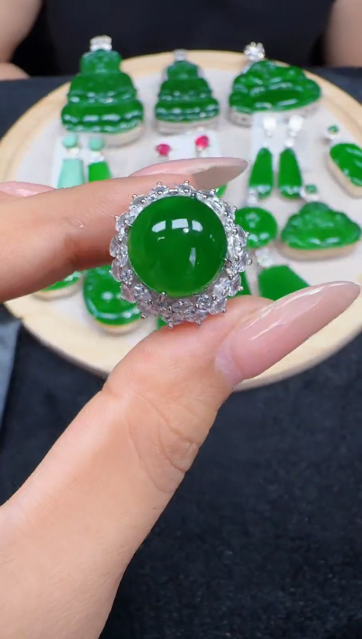 未镶嵌定制翡翠翡翠戒指55