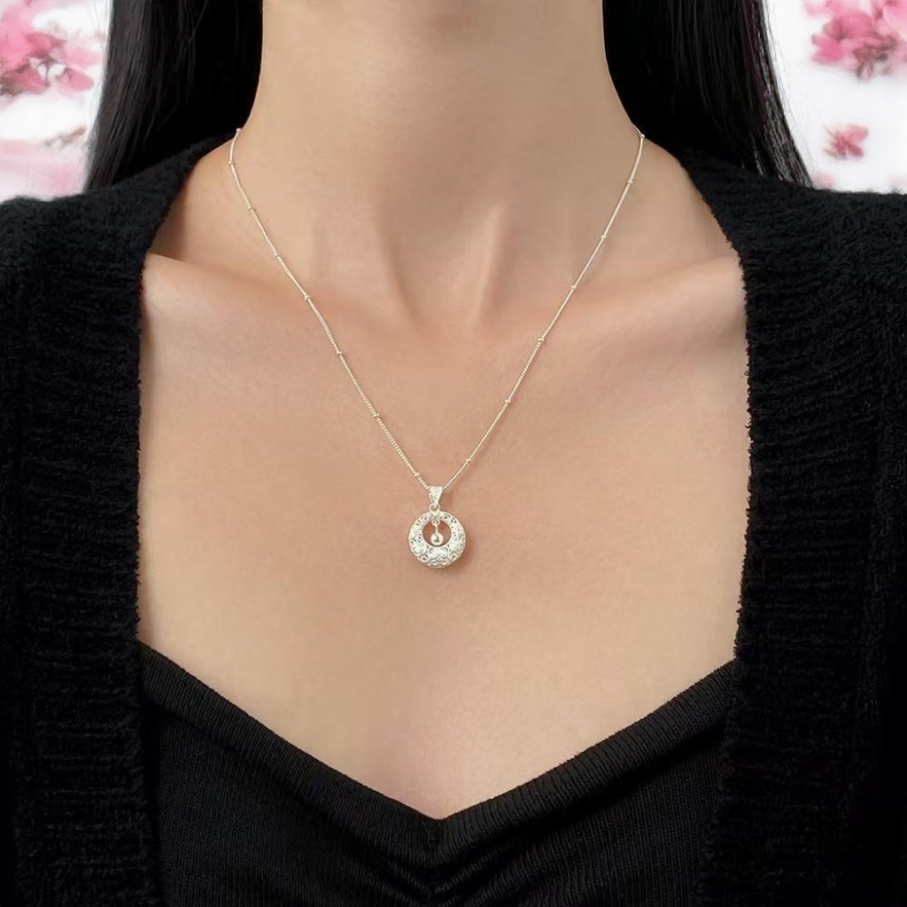 项链 L-0108 花丝平安扣项链 精美时尚百搭简约时尚饰品