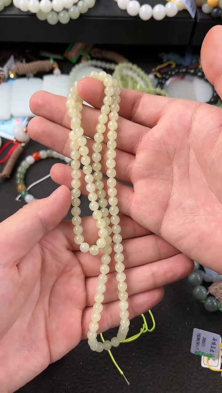 【闪购商品】和田玉108未镶嵌若羌冰黄口卡6 108