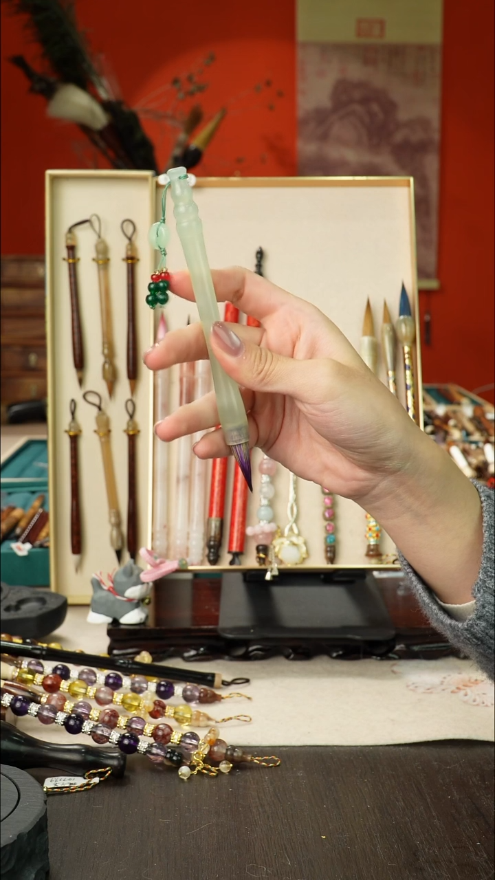 19号孤品高货毛笔链接 清水试笔 蘸墨不退