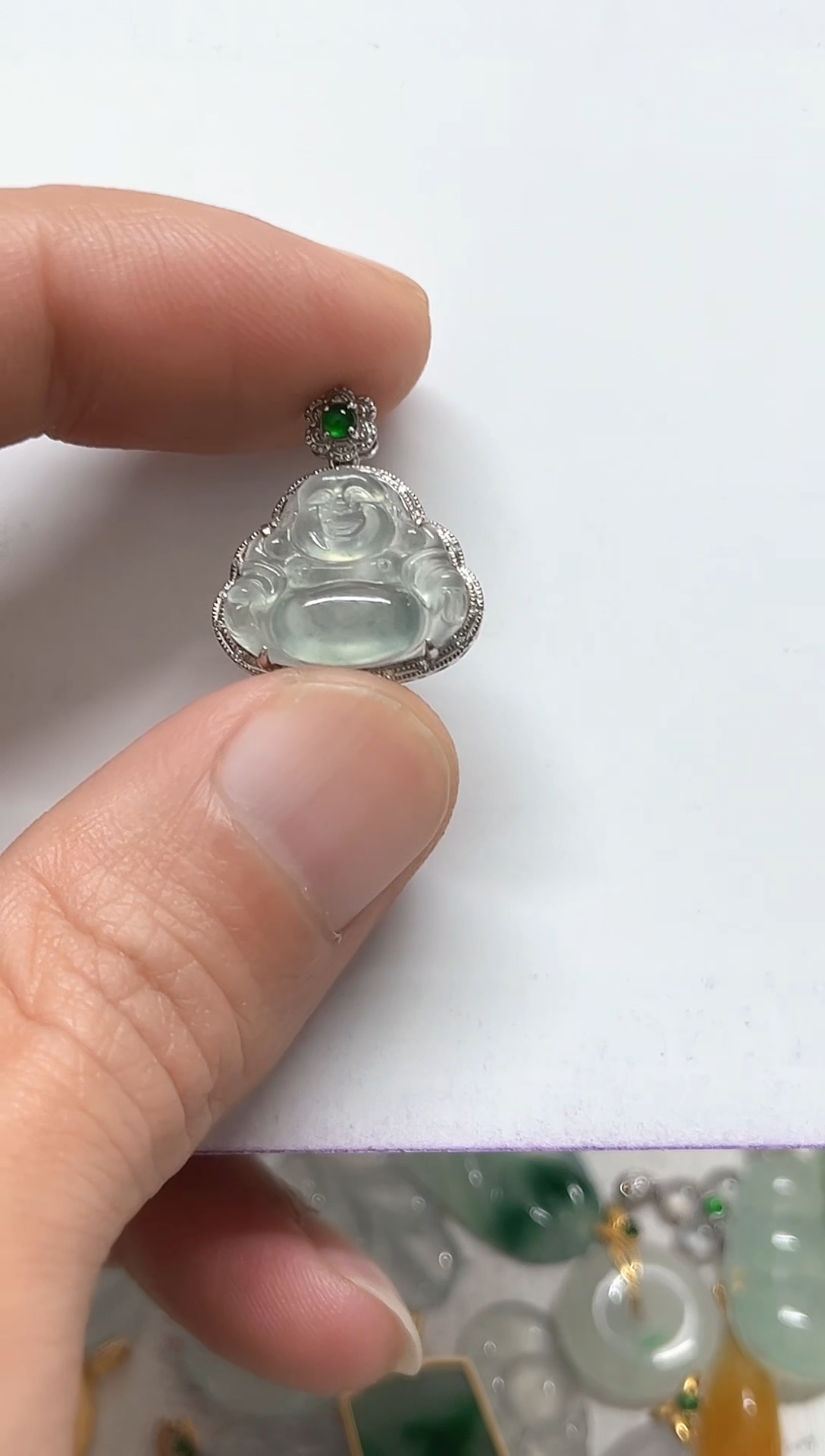 【闪购商品】翡翠颈饰18K金镶嵌天然缅甸A货翡翠吊坠