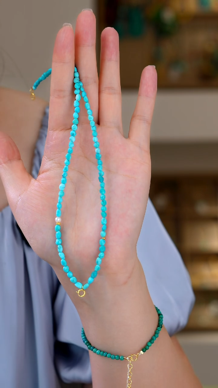 绿松石18K金镶嵌颈饰多样性发货