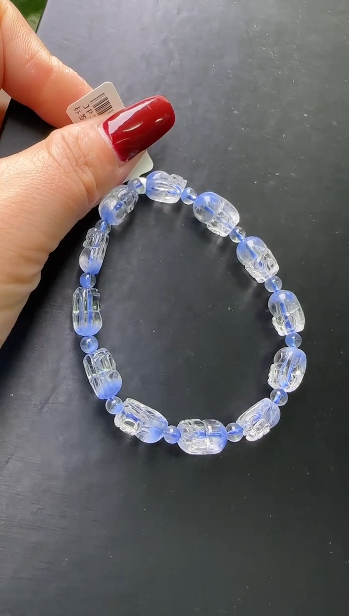【闪购商品】水晶手串未镶嵌蓝发晶貔貅手串 JP37697