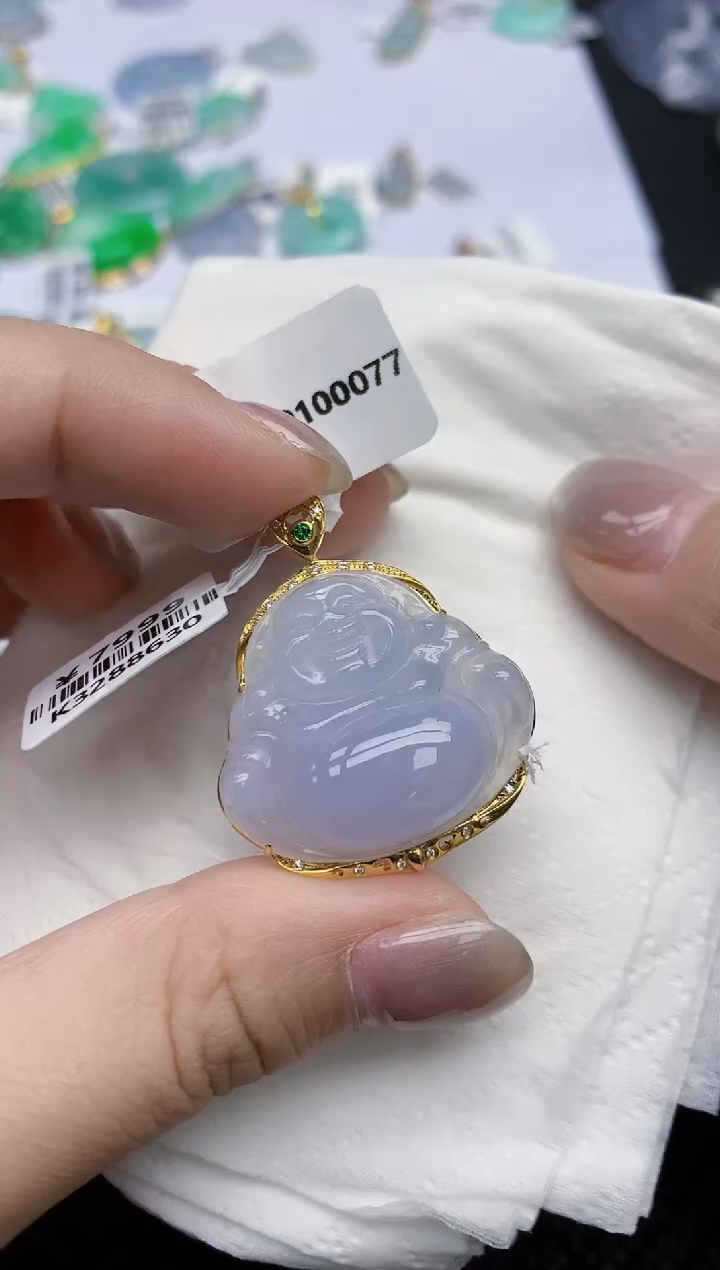 【闪购商品】翡翠颈饰18K金镶嵌天然翡翠A货