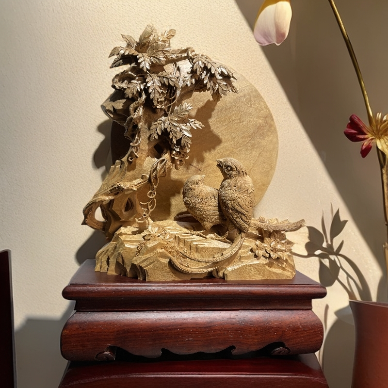 东阳深雕摆件团圆