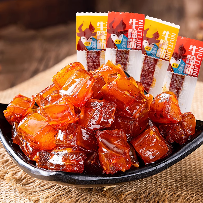 内蒙古牛蹄筋即食牛筋麻辣条小零食品熟食牛板筋3包