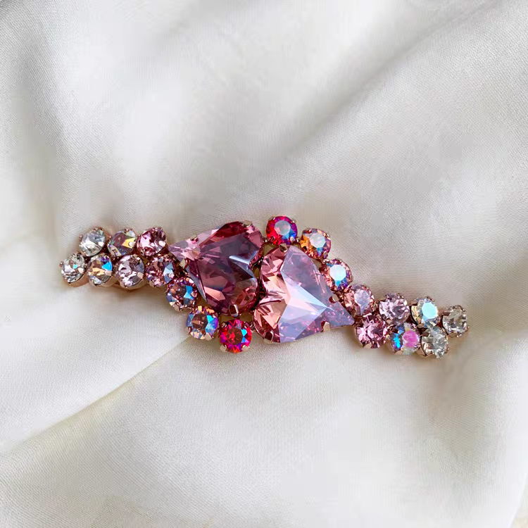 施华S家水晶双大爱心发夹弹簧夹轻奢发饰