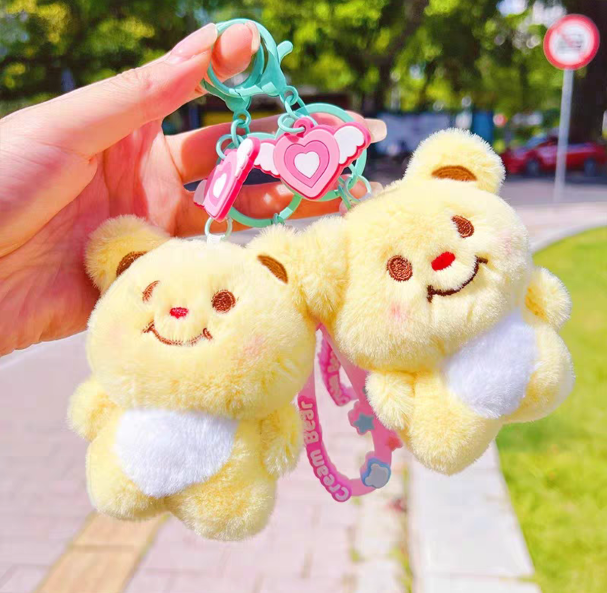 黄油小熊公仔毛绒挂件玩具可爱泰奶油小熊玩偶精致女生书包包挂饰