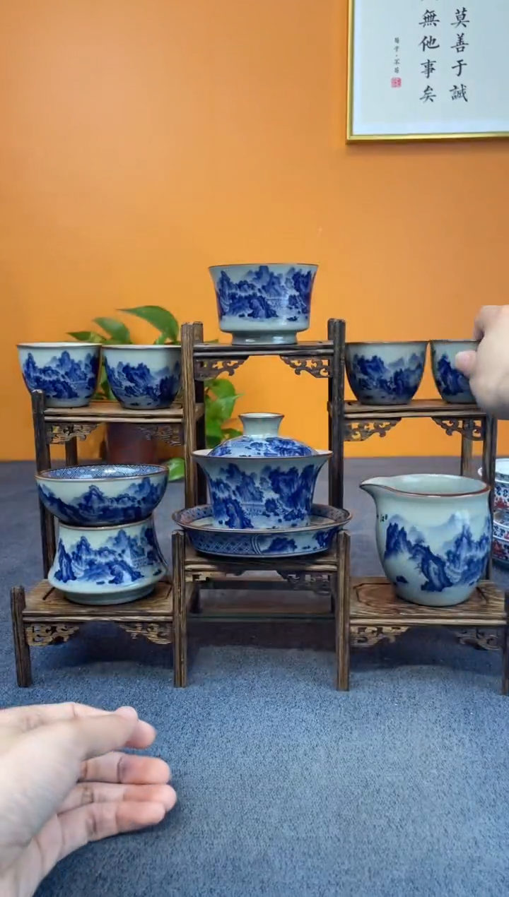 陶瓷景德镇釉下青花八件套＋壶