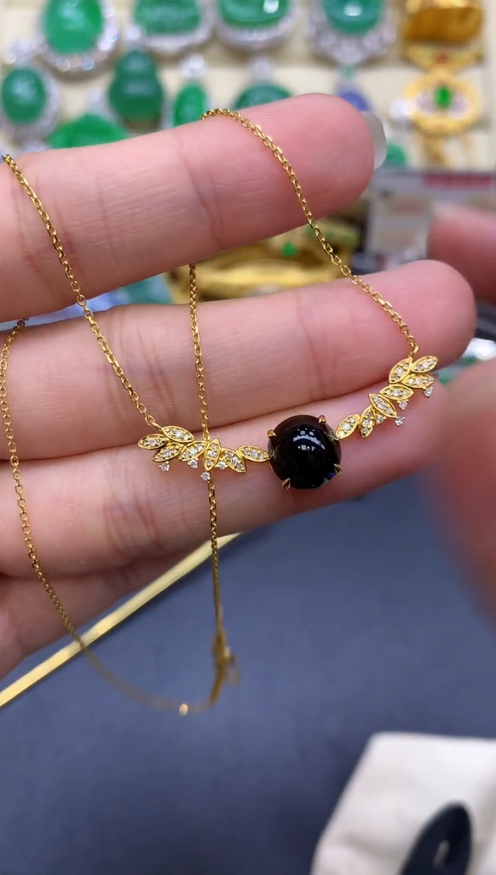 颈饰18K金镶嵌翡翠292-中国好珍宝