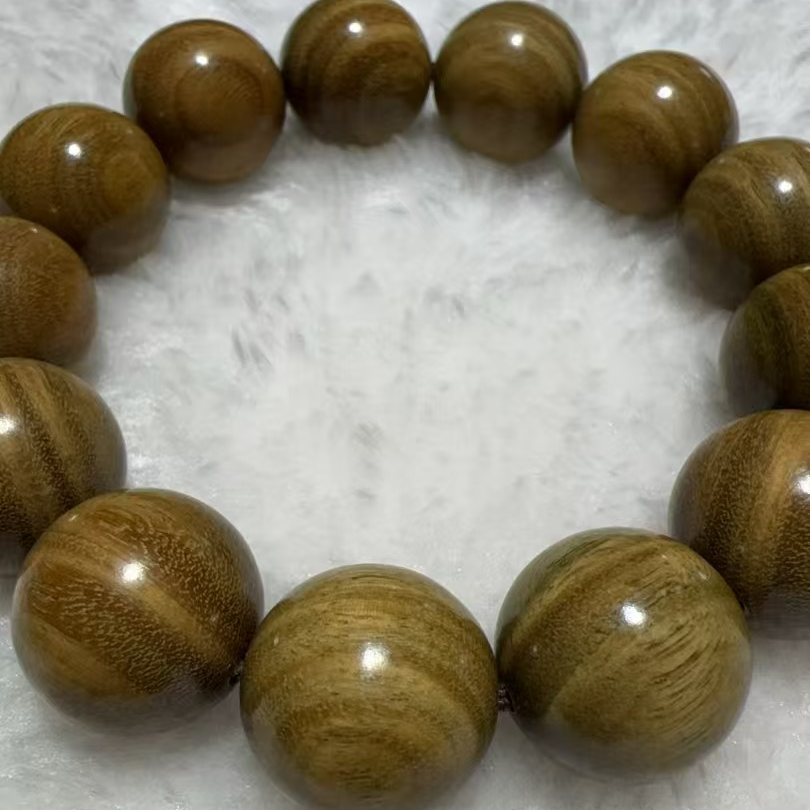 【富贾文玩】天然老料水波纹阿根廷绿檀18mm×13颗手串时尚潮流百搭