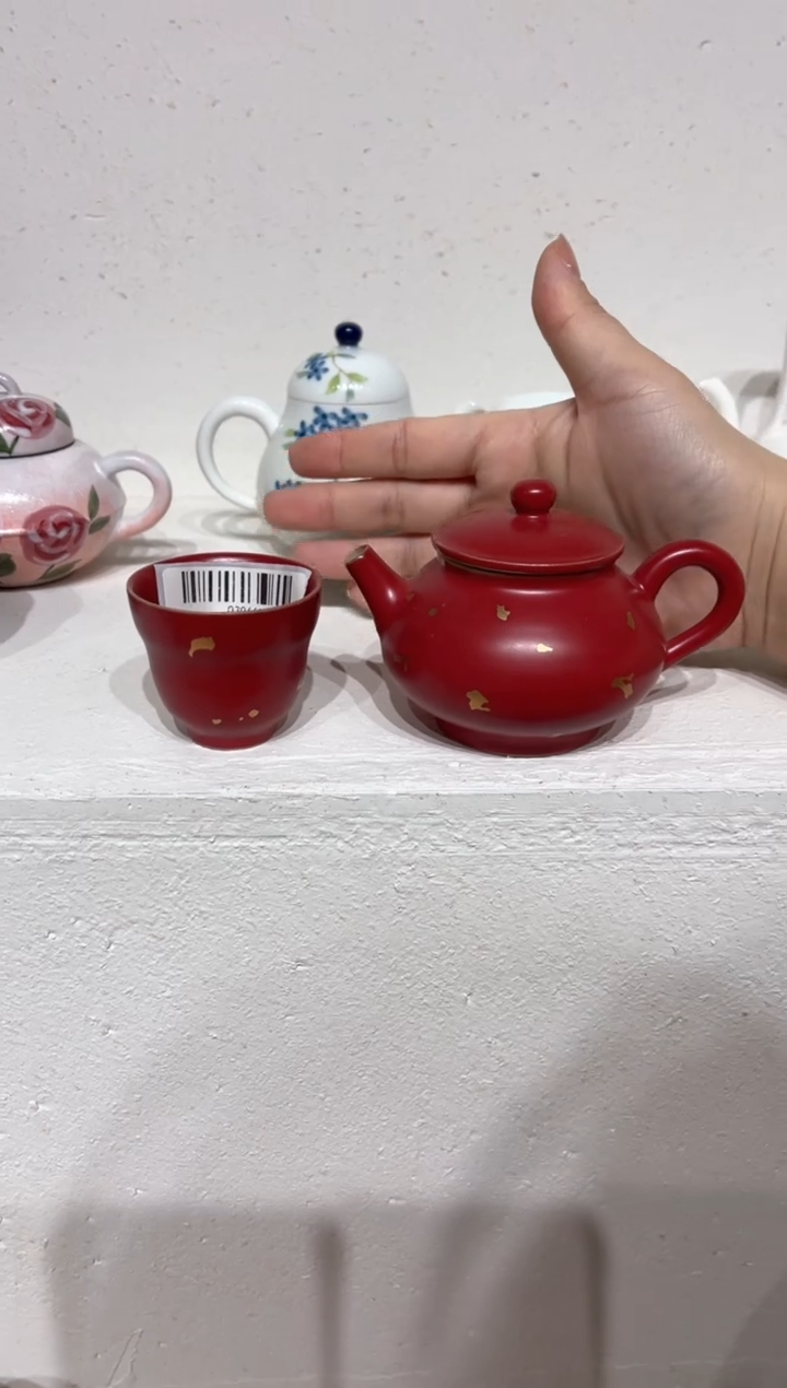 【闪购商品】山楂红-撒金-孟缸壶+葫芦茶杯