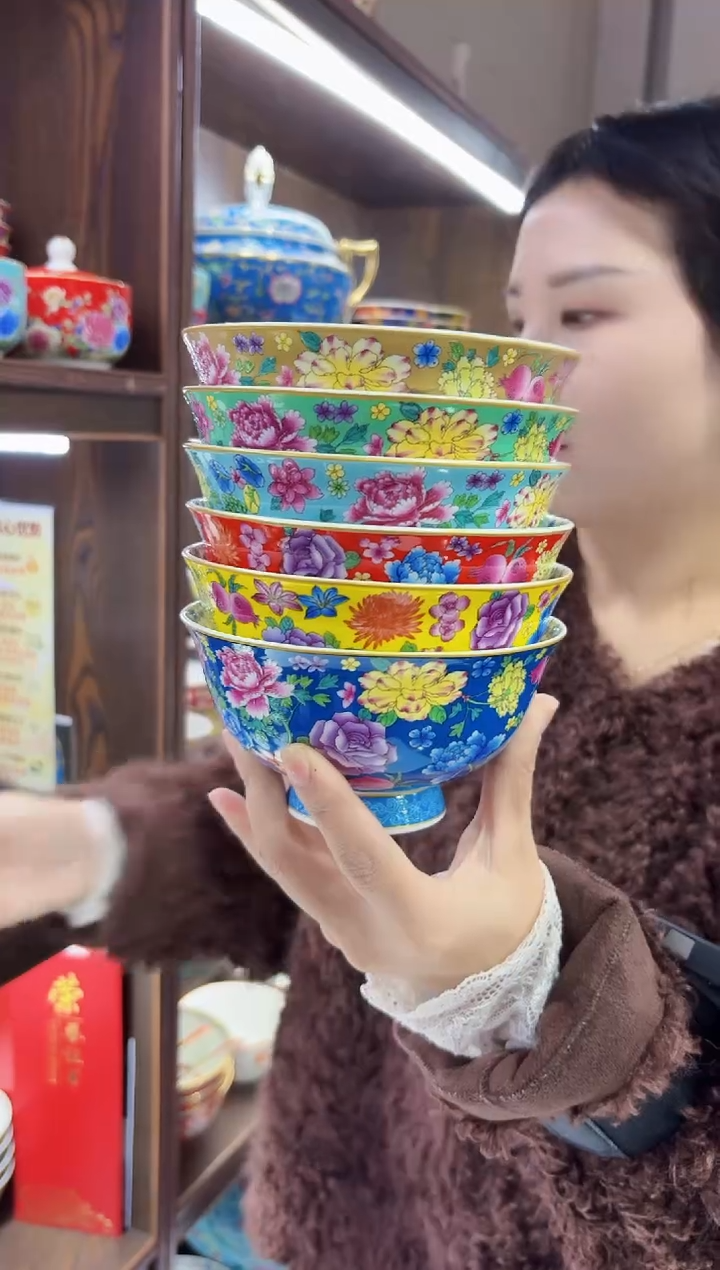 珐琅  5英寸饭碗6个景德镇餐具