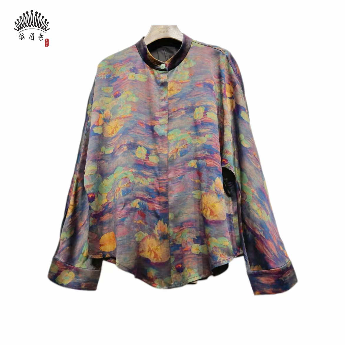 YIMEIXIU/依眉秀香云纱缎面长袖上衣 62082