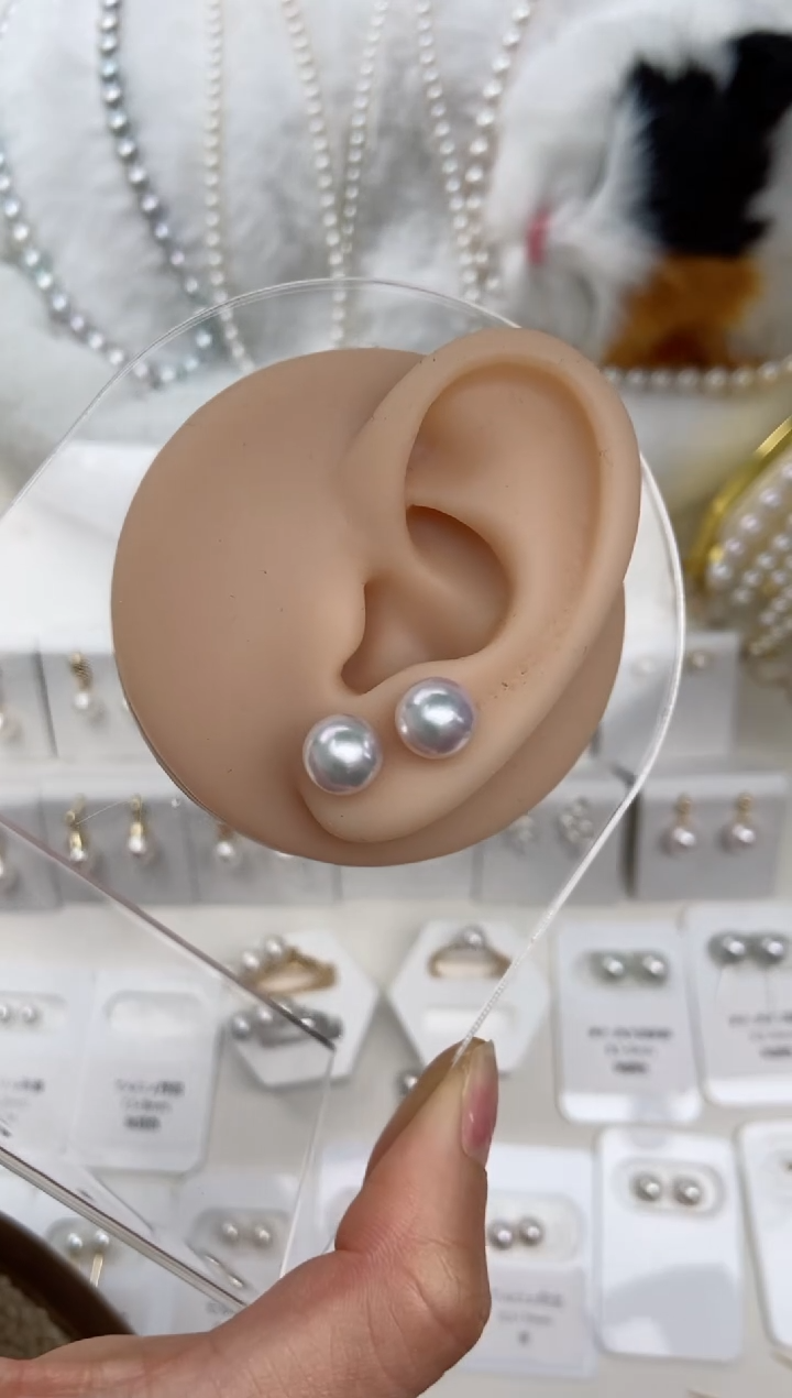 【闪购商品】海水珍珠耳钉18K金镶嵌8-8.5mm耳钉福利