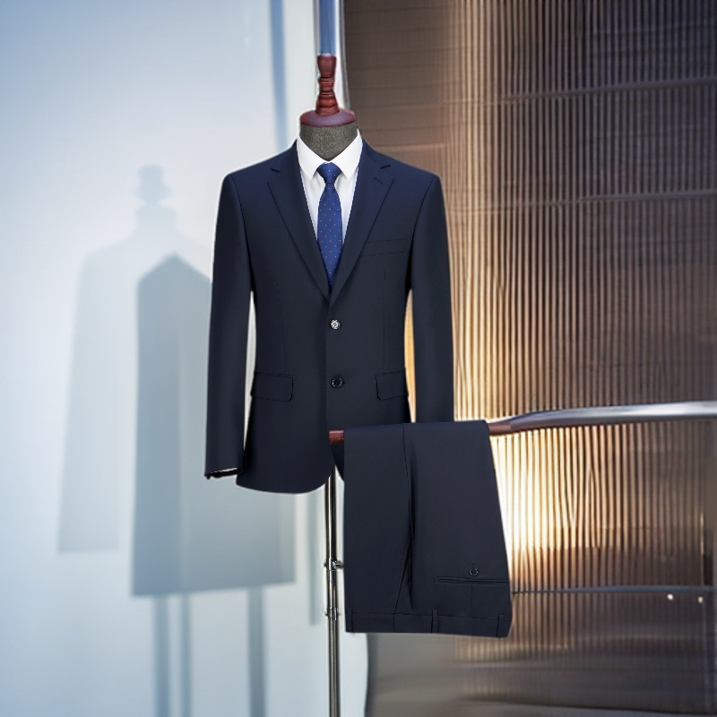 50羊毛西装套装藏青春秋款男士时尚婚礼结婚休闲商务职业