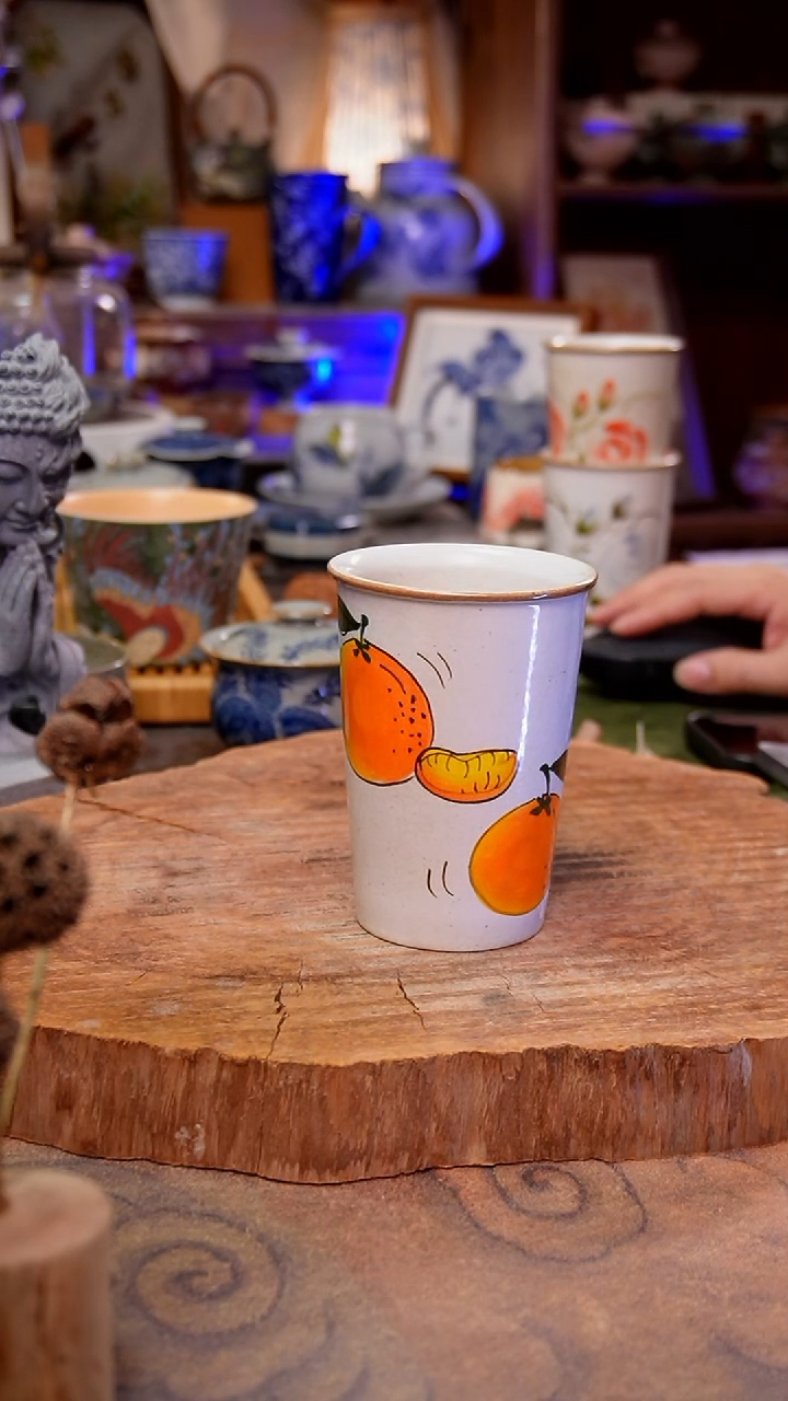 杯子橙子手工手绘手工手绘