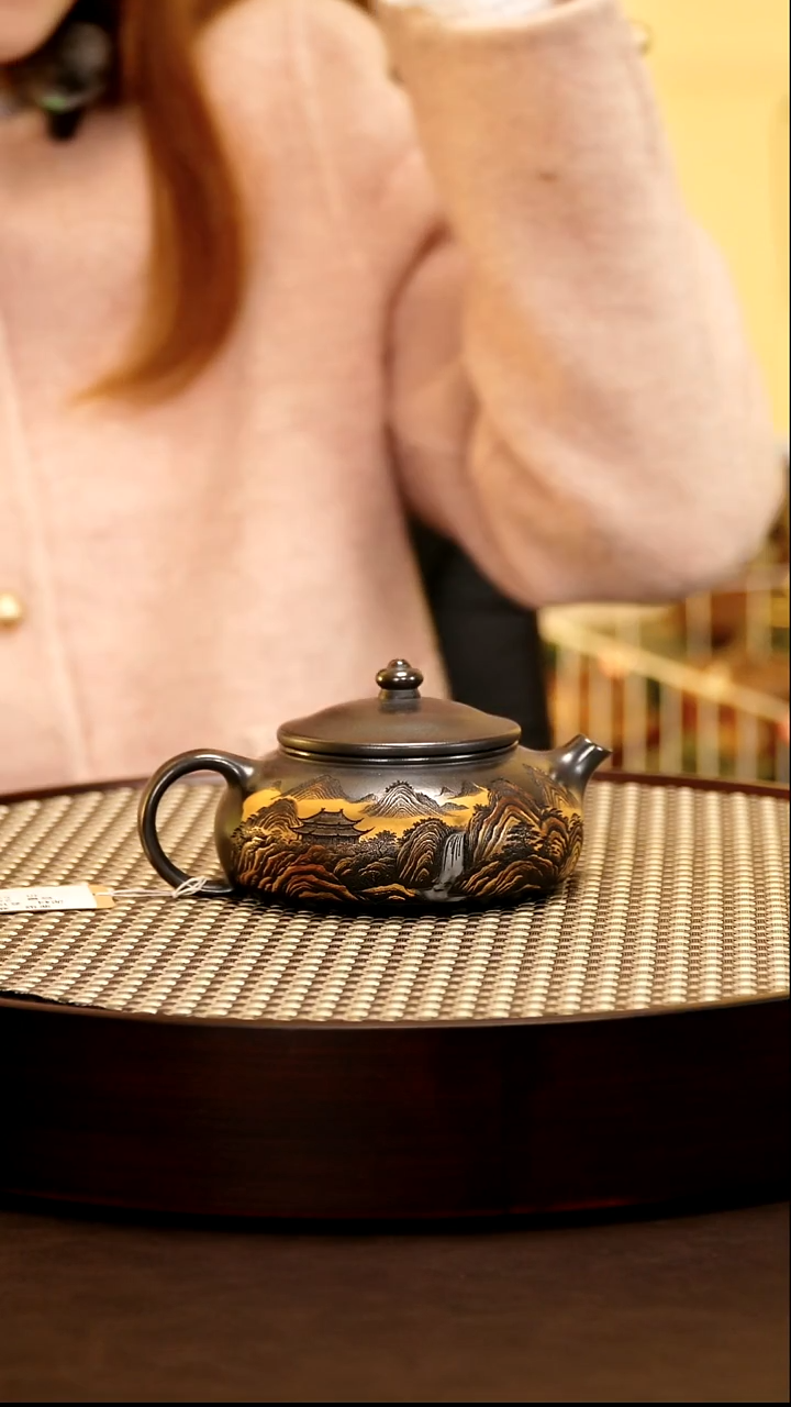 茶壶紫砂紫砂作品1231紫砂壶刻彩188