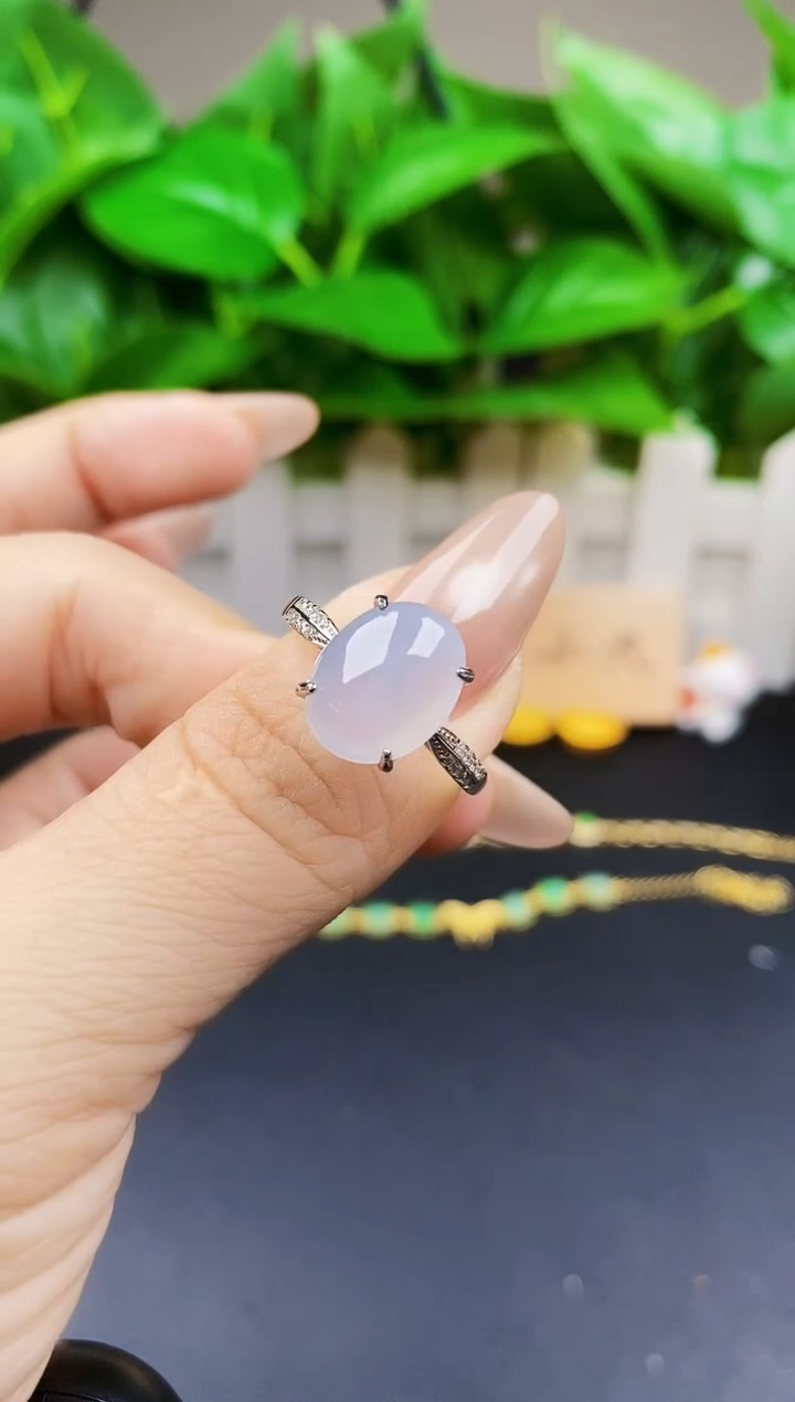 翡翠戒指银S925镶嵌12