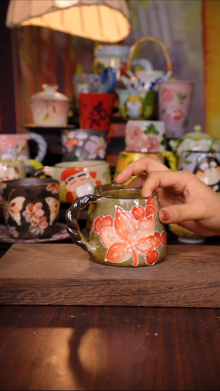 杯子陶泥垚手作 景德镇手工手绘陶瓷器物