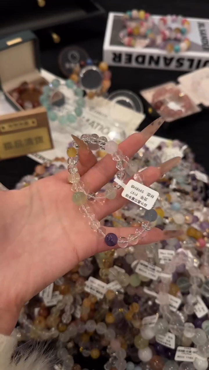 合金手链水晶白水晶双圈f197