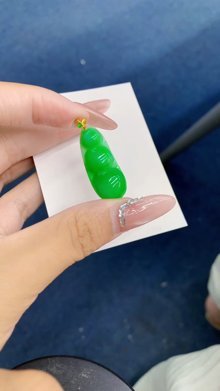 翡翠18K金镶嵌吊坠(不含链)1