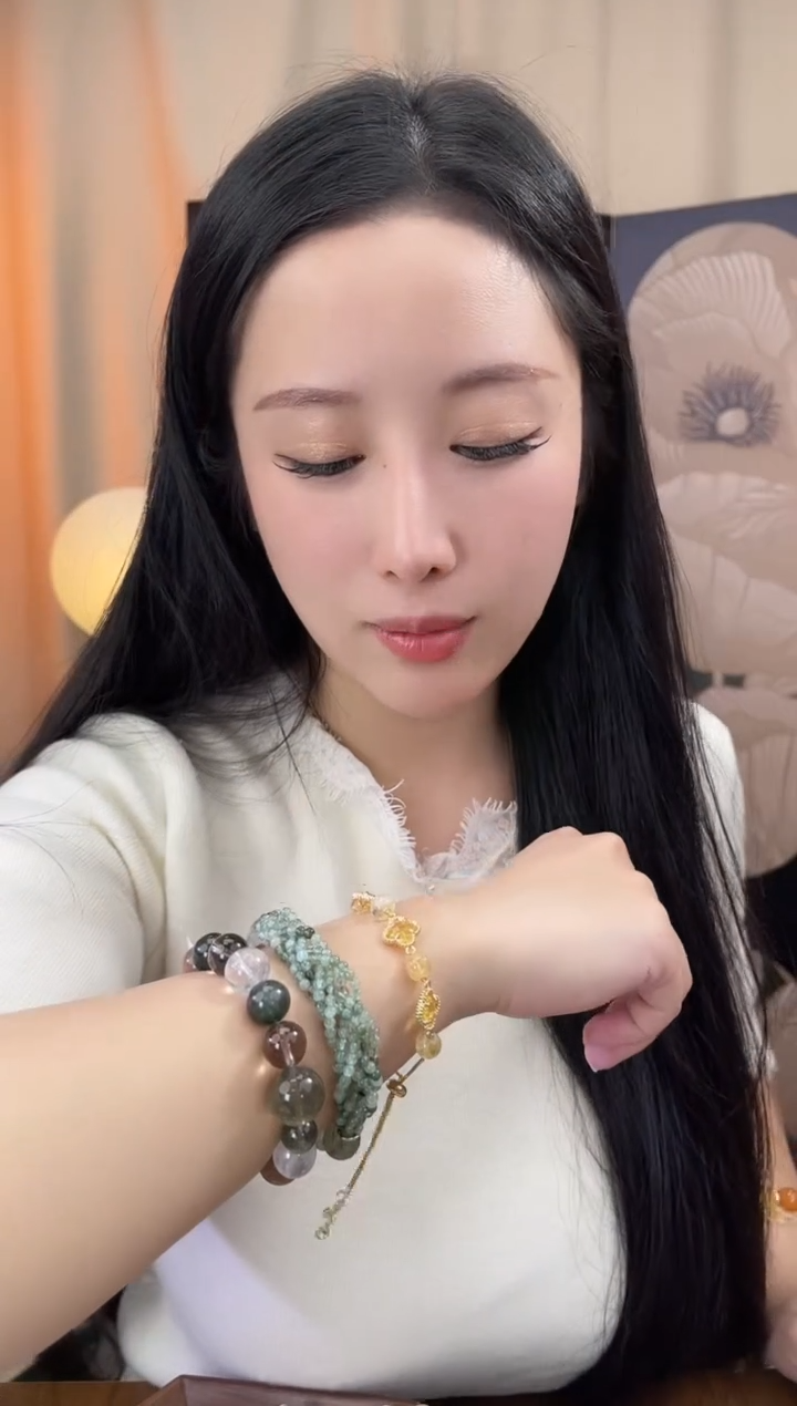 合金手链水晶s352四叶草黄