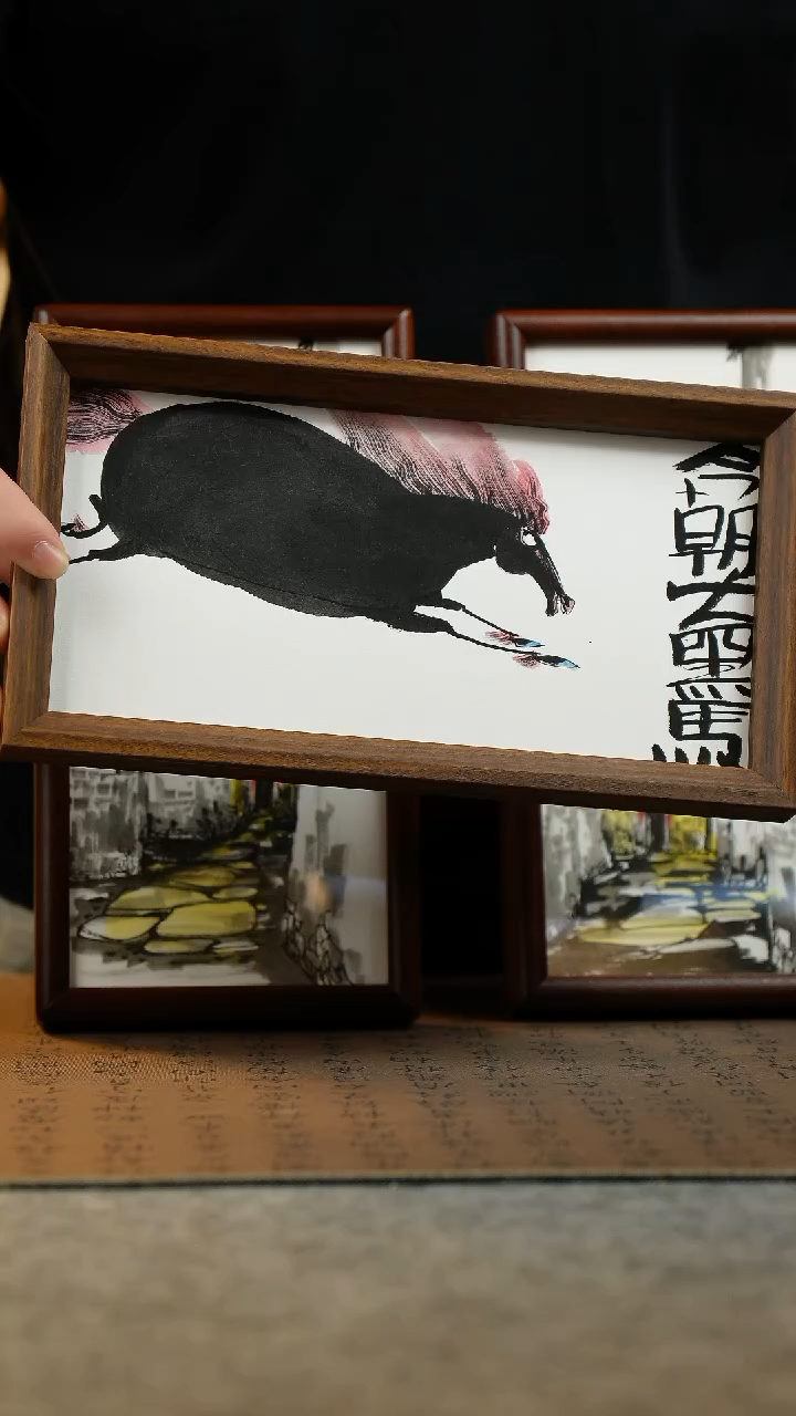 国画15*27.5纯手绘国风国画摆台