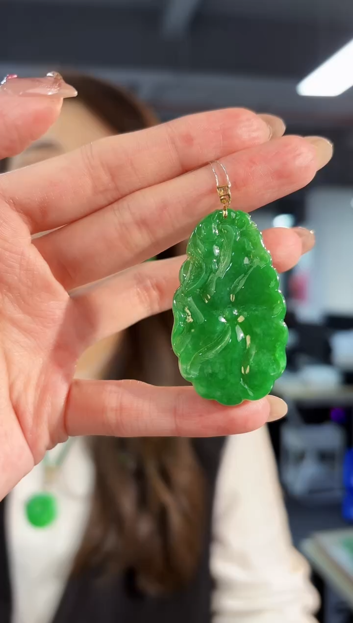 【闪购商品】翡翠颈饰18K金镶嵌缅料A货/支持复检/一件