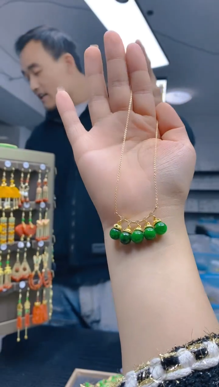 【闪购商品】翡翠耳饰合金051翡翠锁骨链
