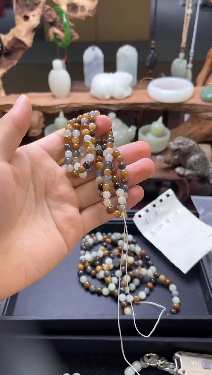 【闪购商品】和田玉项链未镶嵌楼兰三色 108 项链