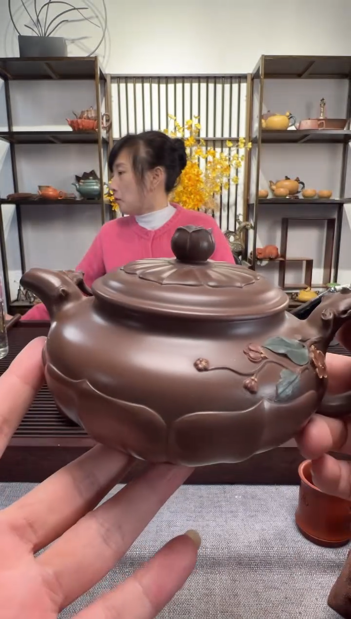 【闪购商品】紫砂茶壶革革泥莲座梅花壶500CC