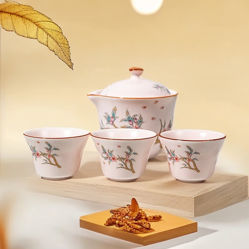 F723粉桃花快客一壶三杯简约主人杯11